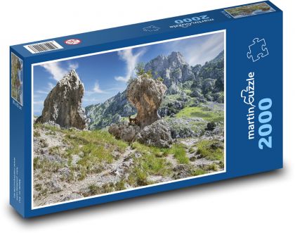 Skála - hora, turistika - Puzzle 2000 dílků, rozměr 90x60 cm