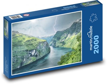 Rieka medzi horami - skaly, príroda - Puzzle 2000 dielikov, rozmer 90x60 cm 