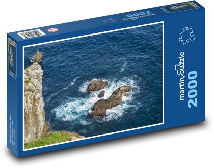 Skály v moři - útes, ocán - Puzzle 2000 dílků, rozměr 90x60 cm