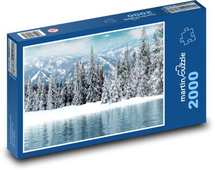 Snowy landscape - forest in winter, lake - Puzzle 2000 pieces, size 90x60 cm 