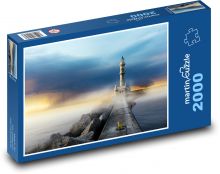 Latarnia morska na morzu - mgła, molo Puzzle 2000 elementów - 90x60 cm