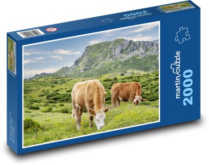 Pasúce sa kravy - dobytok, lúka - Puzzle 2000 dielikov, rozmer 90x60 cm 