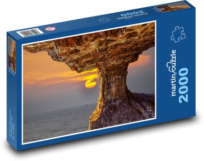 Východ slunce nad mořem - skály, oceán - Puzzle 2000 dílků, rozměr 90x60 cm