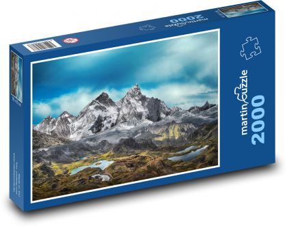 Snow on the mountain - lagoons, nature - Puzzle 2000 pieces, size 90x60 cm 
