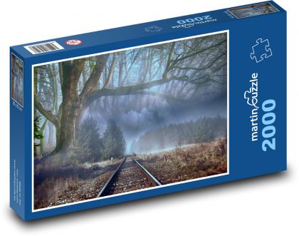 Dormitories in the forest - trees in fog, nature - Puzzle 2000 pieces, size 90x60 cm 