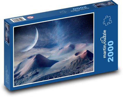 Vyhasnuté sopky - mesiac, hviezdy - Puzzle 2000 dielikov, rozmer 90x60 cm 