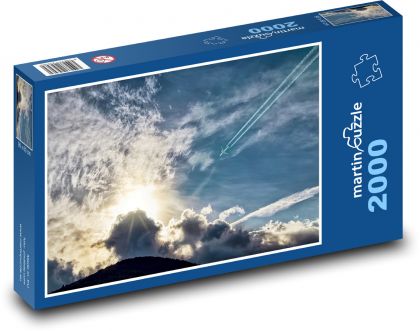 Sonnenuntergang - Wolken, Flugzeug - Puzzle - 2000 Teile