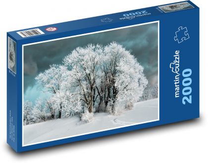 Ośnieżone drzewa - zimowy krajobraz, las - Puzzle 2000 elementów, rozmiar 90x60 cm