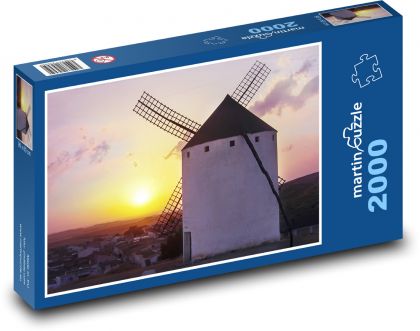 Mlyn - západ slnka, príroda - Puzzle 2000 dielikov, rozmer 90x60 cm 