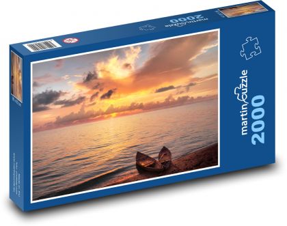 Sonnenuntergang, See, Boote - Puzzle - 2000 Teile