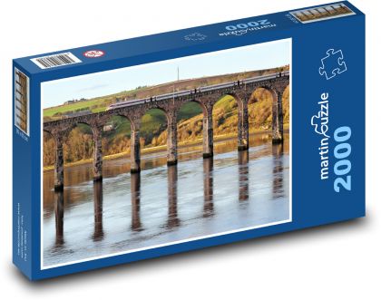 Most, szybki pociąg. rzeka - Puzzle 2000 elementów, rozmiar 90x60 cm