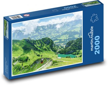 Alpy - lanovka, příroda - Puzzle 2000 dílků, rozměr 90x60 cm