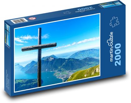 Alpy - Vrcholový kříž - Puzzle 2000 dílků, rozměr 90x60 cm