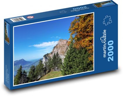 Hory, podzim, jezero - Puzzle 2000 dílků, rozměr 90x60 cm