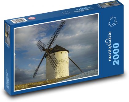 Veterný mlyn - krajina, mraky - Puzzle 2000 dielikov, rozmer 90x60 cm 