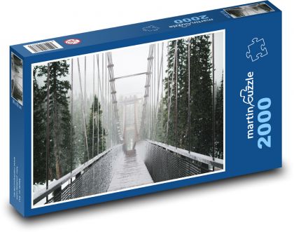 Most v lese - příroda, zima - Puzzle 2000 dílků, rozměr 90x60 cm