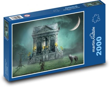 Halloween - strašidla, měsíc - puzzle 2000 dílků