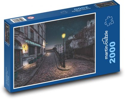 Ulice v noci - poulični lampa, tma  - puzzle 2000 dílků