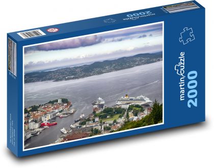 Bergen - výletné lode, prístav - Puzzle 2000 dielikov, rozmer 90x60 cm 