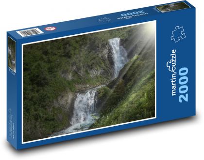 Vodopády - světlo, krajina - puzzle 2000 dílků