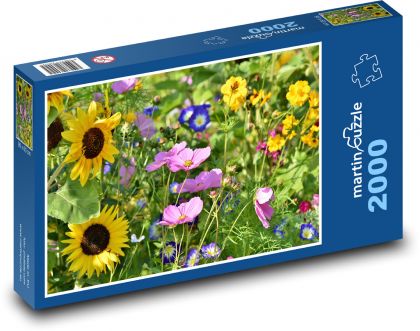 Divoké květiny - louka, zahrada - Puzzle 2000 dílků, rozměr 90x60 cm