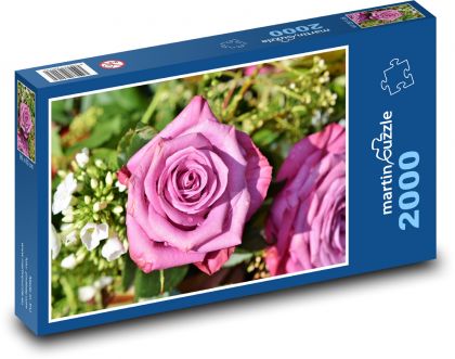 Růžový květ - růže, rostlina - Puzzle 2000 dílků, rozměr 90x60 cm
