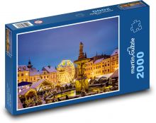 Weihnachtsmarkt - České Budějovice, Abendbeleuchtung Puzzle 2000 Teile - 90 x 60 cm