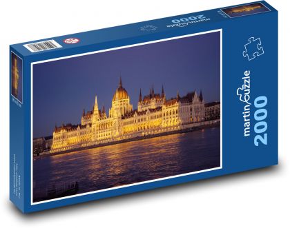 Maďarsko - budova parlamentu, Dunaj - Puzzle 2000 dílků, rozměr 90x60 cm
