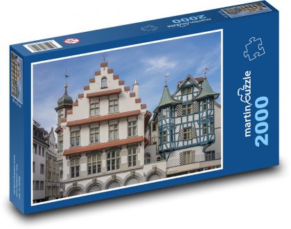 Švajčiarsko - Európa, domy - Puzzle 2000 dielikov, rozmer 90x60 cm 