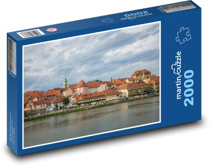 Maribor - řeka Drava, Slovinsko - Puzzle 2000 dílků, rozměr 90x60 cm