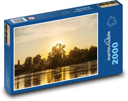 Západ slunce - soumrak, řeka - Puzzle 2000 dílků, rozměr 90x60 cm