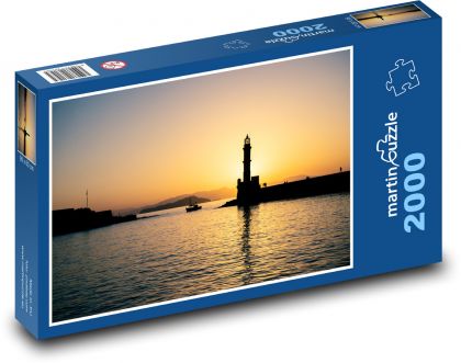 Leuchtturm - Sonnenuntergang, Hafen - Puzzle - 2000 Teile