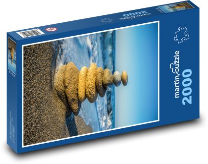 Pláž - kameny, moře - Puzzle 2000 dílků, rozměr 90x60 cm