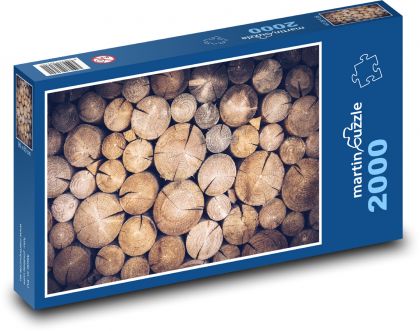 Kmene stromov - palivové drevo, hromada - Puzzle 2000 dielikov, rozmer 90x60 cm 