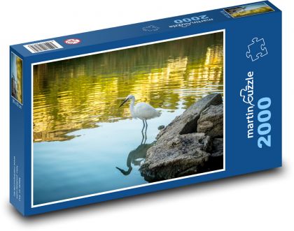 Volavka - pták, jezero - Puzzle 2000 dílků, rozměr 90x60 cm