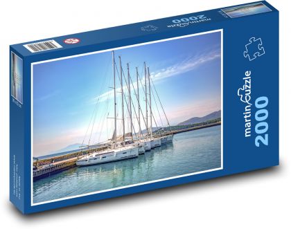 Lodě - plachetnice, přístav - Puzzle 2000 dílků, rozměr 90x60 cm
