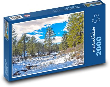 Les v zimě - stromy, sníh - Puzzle 2000 dílků, rozměr 90x60 cm