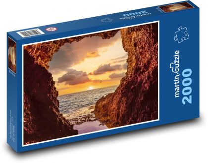 Meereshöhle - Sonnenuntergang, Ozean - Puzzle - 2000 Teile