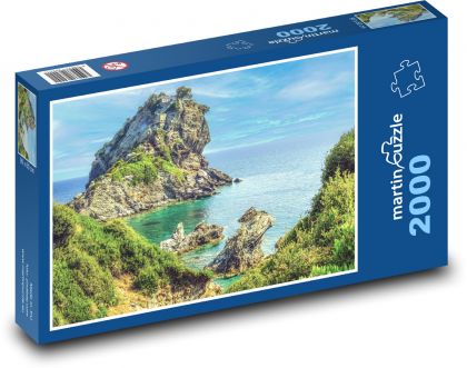 Ostrov v moři - pobřeží, skály - Puzzle 2000 dílků, rozměr 90x60 cm