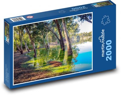 Jezioro - drzewa w lesie, przyroda - Puzzle 2000 elementów, rozmiar 90x60 cm