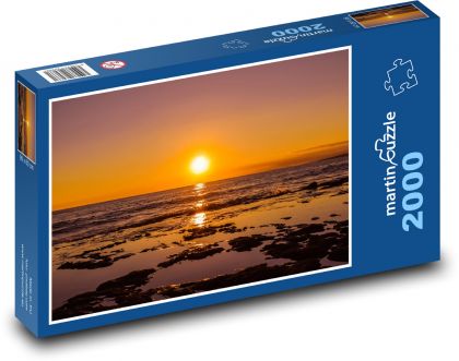 Západ slnka - pláž, more - Puzzle 2000 dielikov, rozmer 90x60 cm 