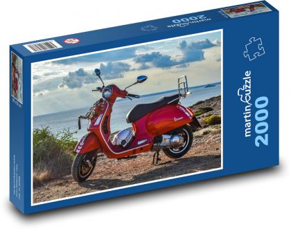 Vespa - motocykl, vozidlo - Puzzle 2000 dílků, rozměr 90x60 cm