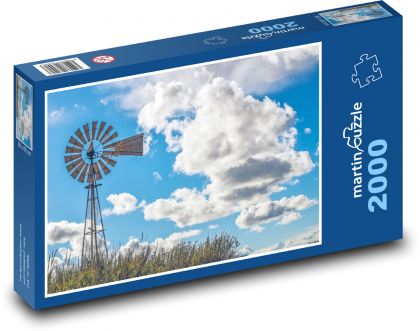 Větrný mlýn - nebe, mraky - Puzzle 2000 dílků, rozměr 90x60 cm