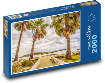 Palmy na podzim - Kypr, pláž - puzzle 2000 dílků