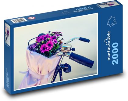 Jízdní kolo - košík květin, retro  - Puzzle 2000 dílků, rozměr 90x60 cm