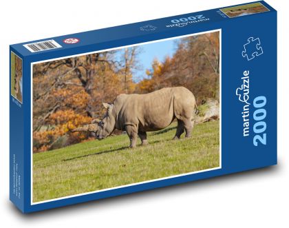 Nosorožec - divoká zvěř, Afrika - Puzzle 2000 dílků, rozměr 90x60 cm
