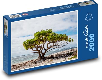 Strom na pláži - osamělý strom, moře  - Puzzle 2000 dílků, rozměr 90x60 cm