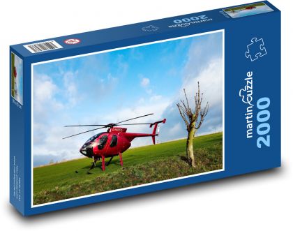 Červený vrtulník - letět, záchrana - Puzzle 2000 dílků, rozměr 90x60 cm