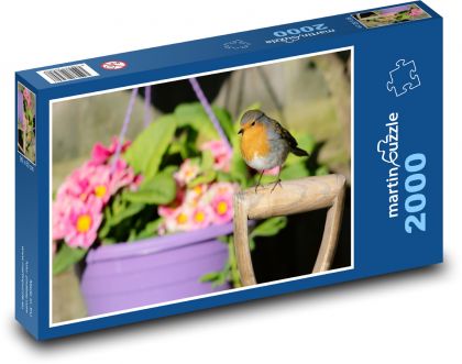 Ptak - rudzik, kwiaty - Puzzle 2000 elementów, rozmiar 90x60 cm