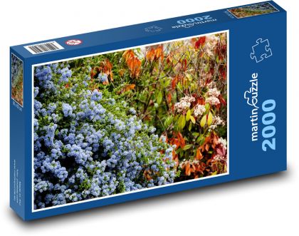 Blumen im Garten - blaue Blumen, Frühling - Puzzle - 2000 Teile